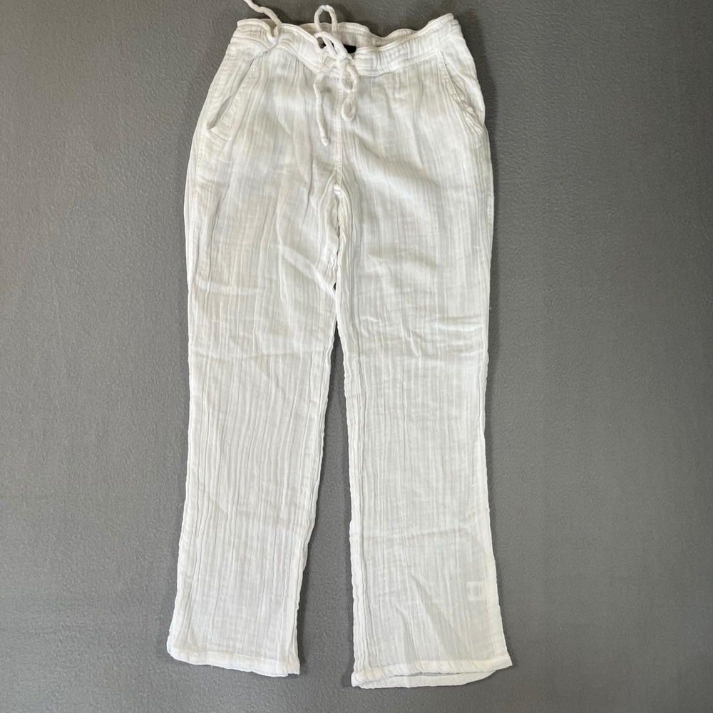 Michael‎ Stars White 100% Cotton Gauze Drawstring wide leg Pants Womens Small
